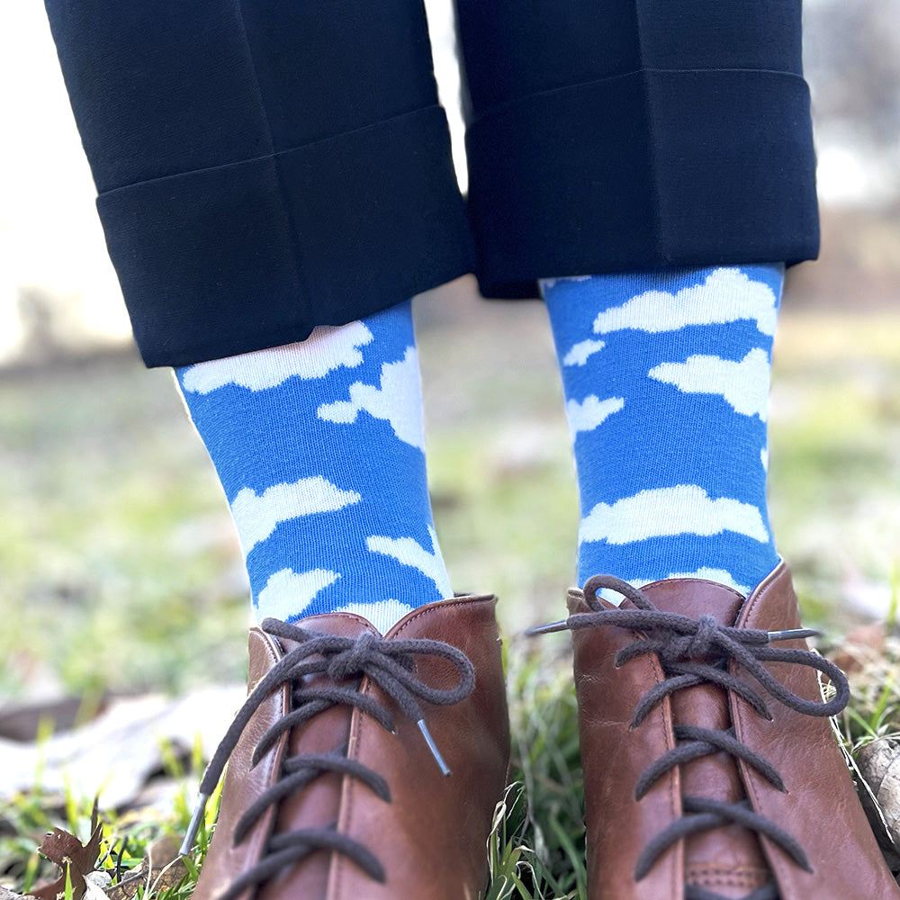 Made in USA women's blue cotton cloud socks by THIS NIGHT