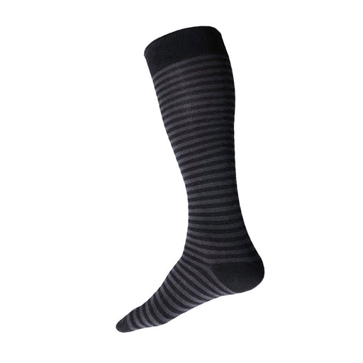 MADE IN USA men's over-the-calf cotton striped knee socks in black + grey by THIS NIGHT