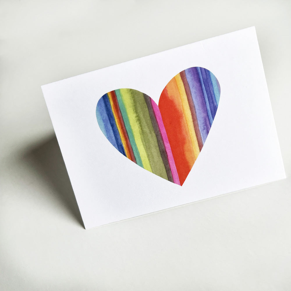Watercolor striped heart note card set by Kate T. Williamson (perfect for Valentine's Day and thank-you notes)