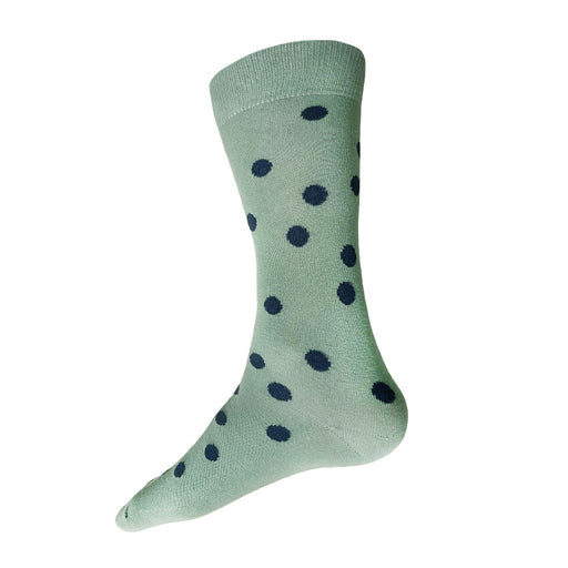 Made in USA men's green and blue fun cotton polka dot socks
