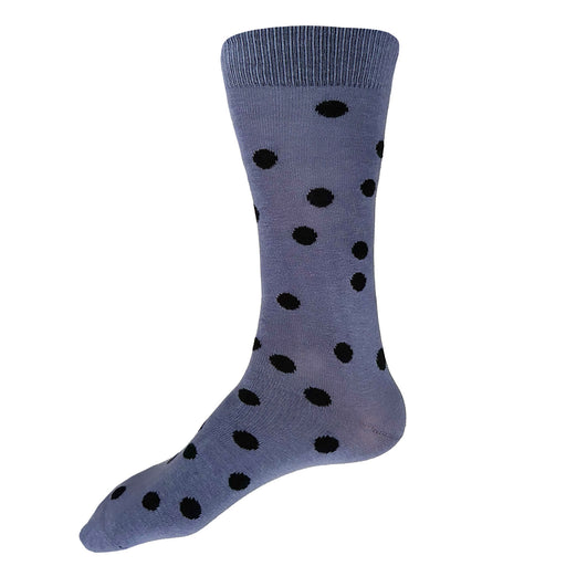 Made in USA men's cotton polka dot socks in subtle purple with black dots