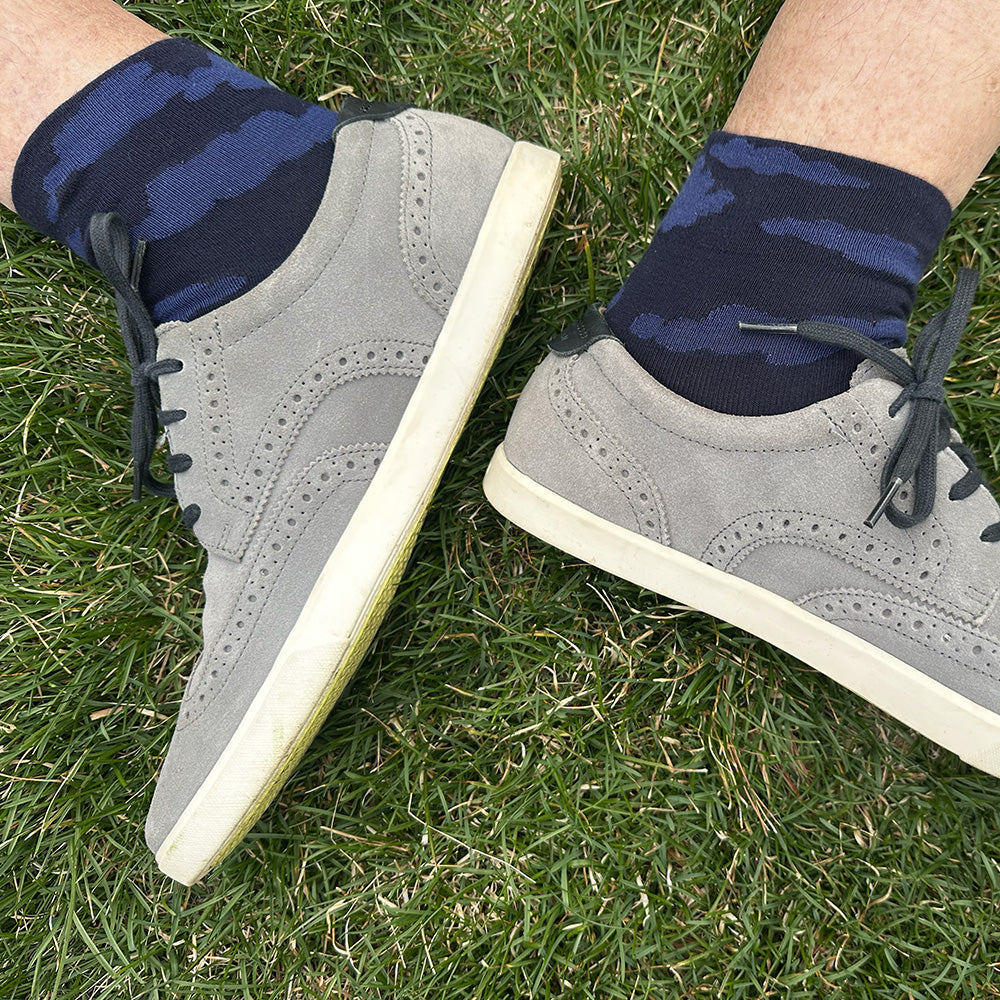 Made in USA men's navy cotton cloud ankle socks by THIS NIGHT
