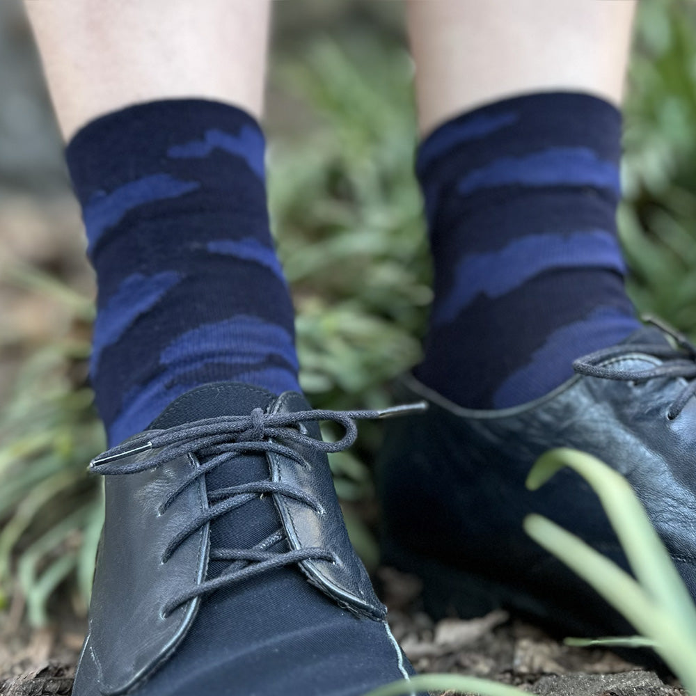 Made in USA women's navy cotton night cloud ankle socks by THIS NIGHT