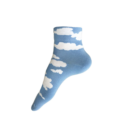 Made in USA women's light blue and white cotton cloud socks in ankle length (cuff less) by THIS NIGHT