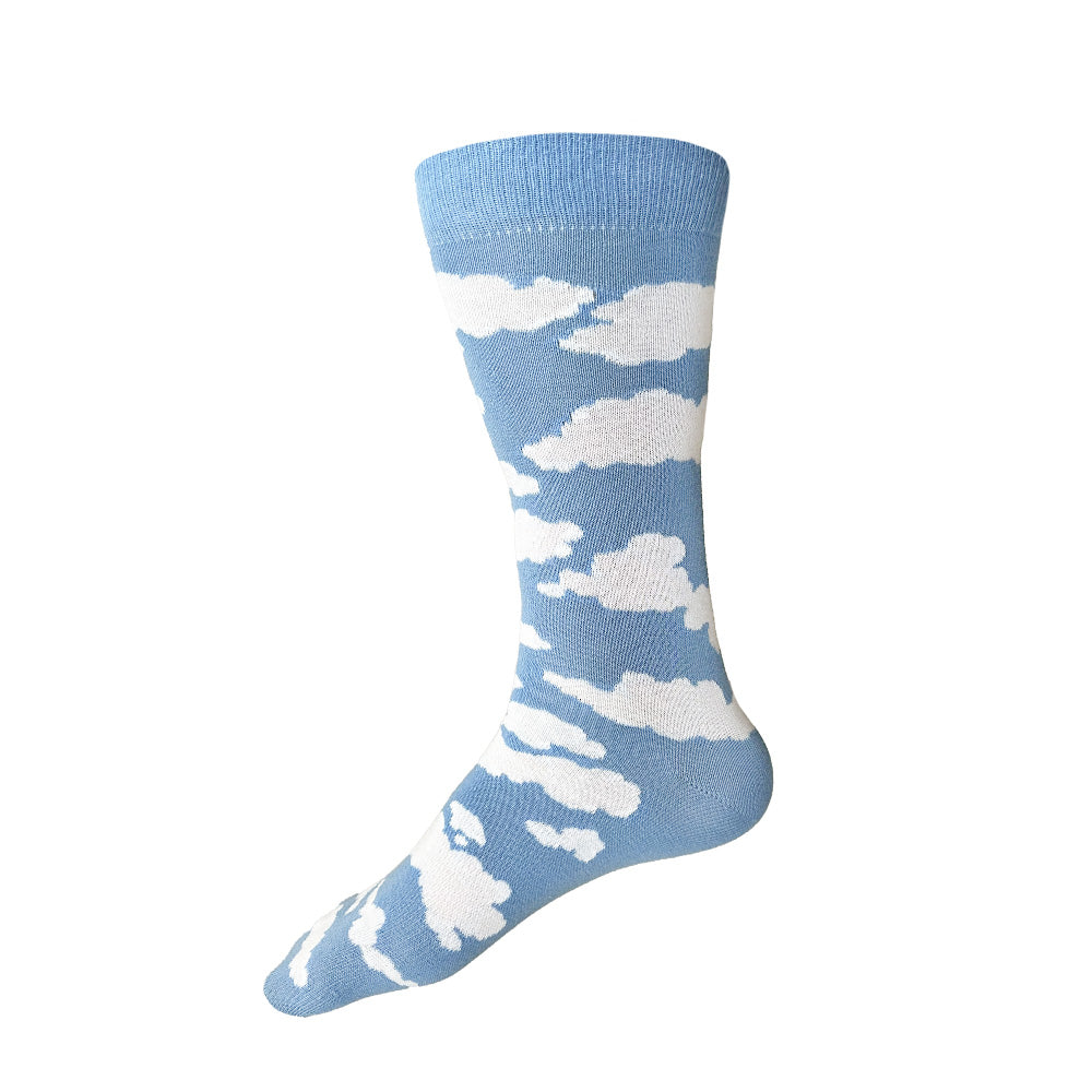 Made in USA men's light blue and white cotton cloud socks by THIS NIGHT