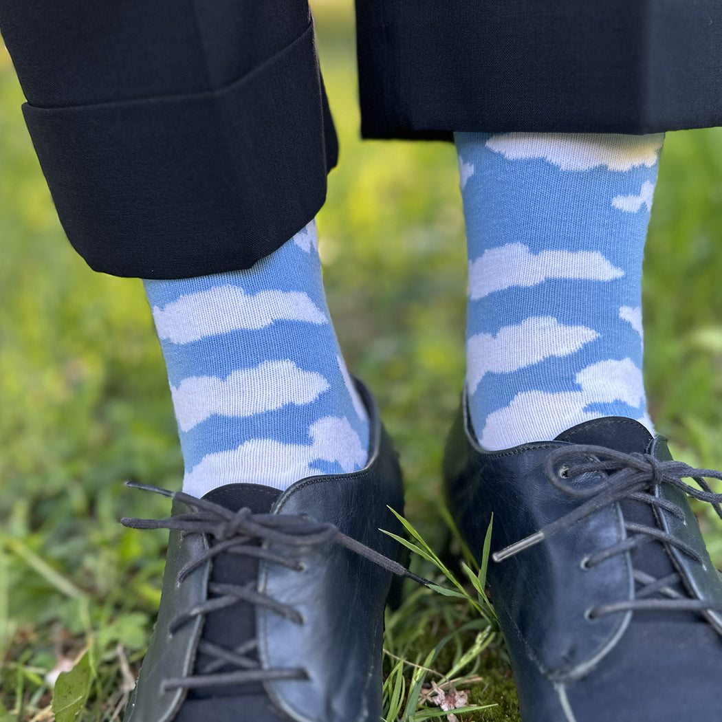MADE IN USA women's light blue cotton cloud socks by THIS NGHIT