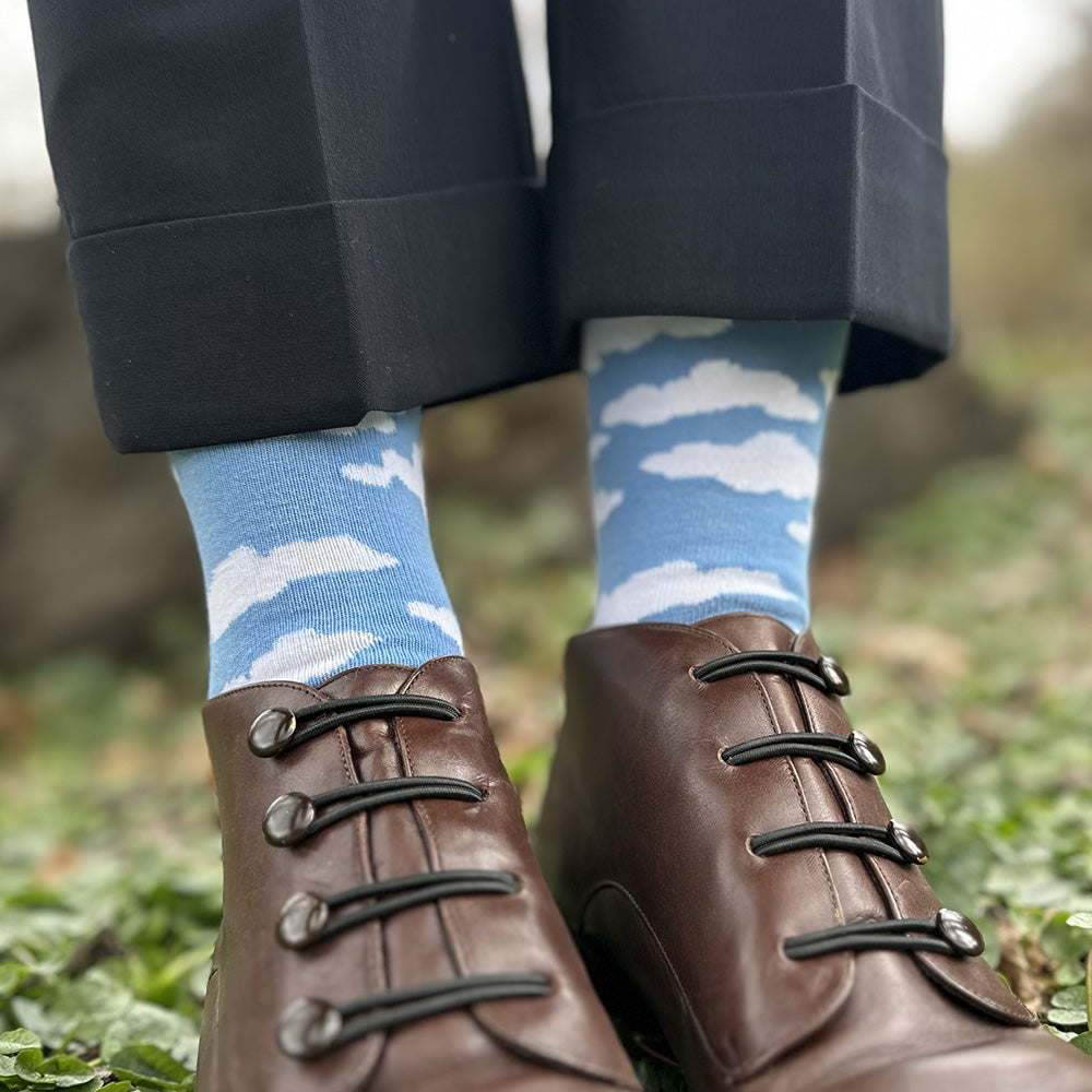 MADE IN USA women's light blue cotton cloud socks by THIS NGHIT