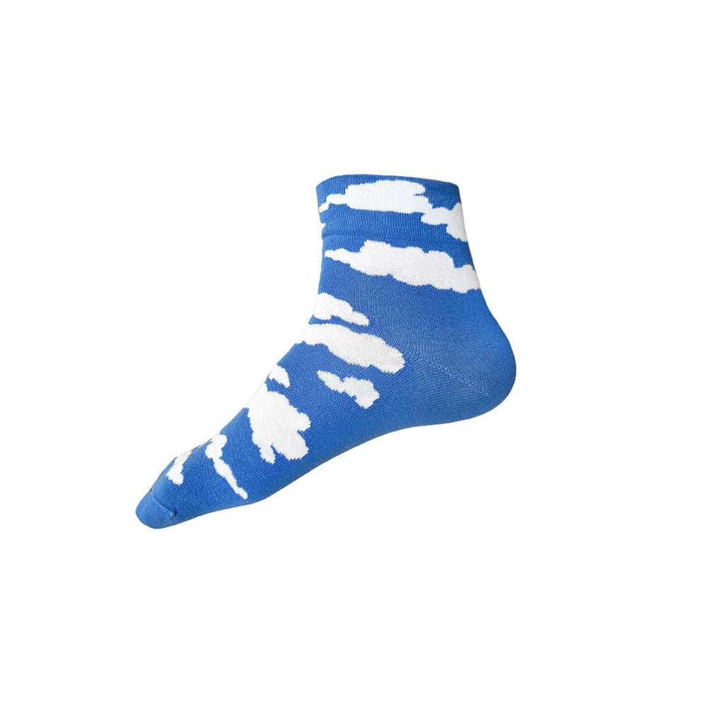 Made in USA men's blue and white cotton cloud ankle socks by THIS NIGHT