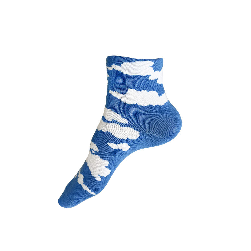 Made in USA women's blue and white cotton cloud ankle socks by THIS NIGHT