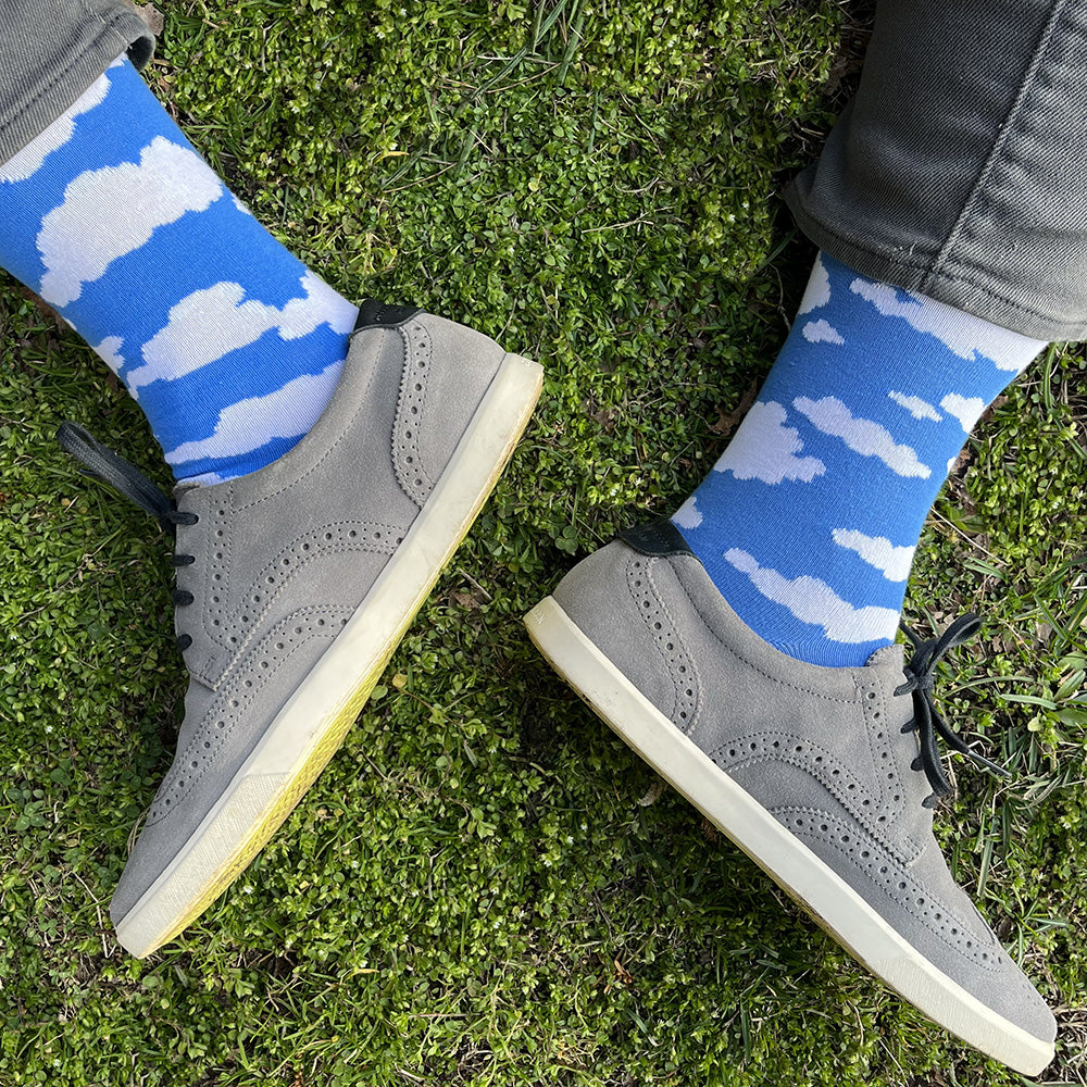 Made in USA men's blue cotton cloud socks by THIS NIGHT