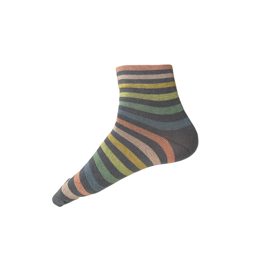 Made in USA men's short cotton ankle socks in grey with pastel stripes by THIS NIGHT