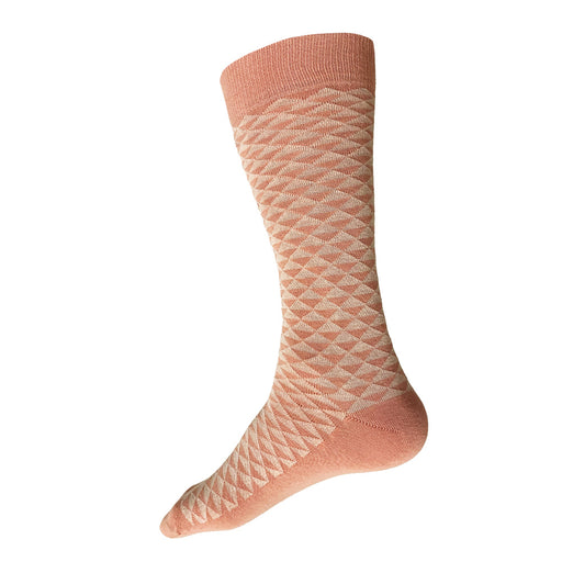 Made in USA men's cotton socks in a traditional Japanese pattern in salmon and pale peach