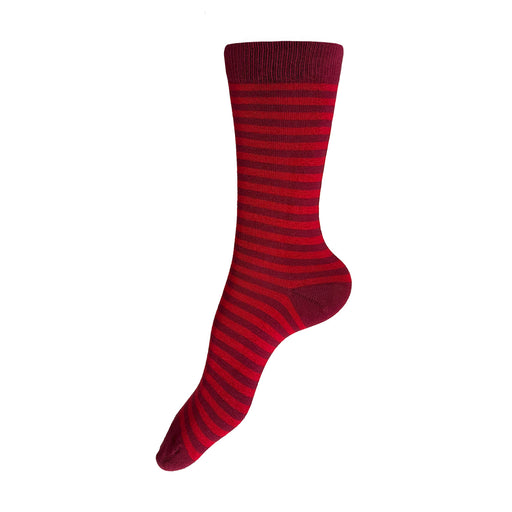 Made in USA women's maroon and red striped cotton socks