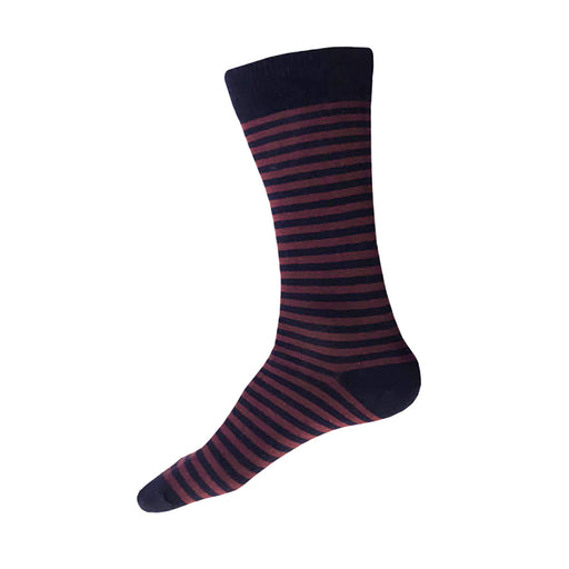 MADE IN USA men's striped cotton socks by THIS NIGHT in navy + burgundy