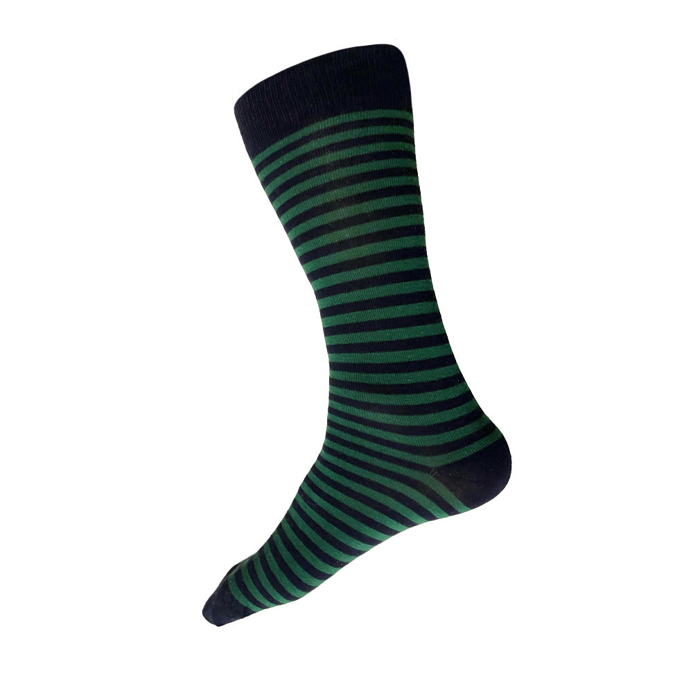 Made in USA men's navy and green striped cotton socks