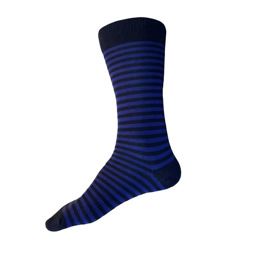 Made in USA men's navy and iris (purple) striped cotton socks by THIS NIGHT