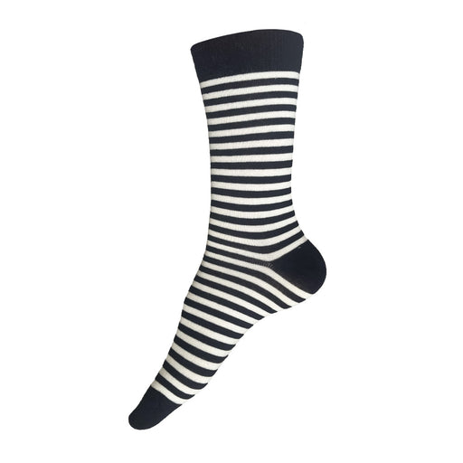  Made in USA women's navy and white striped cotton socks by THIS NIGHT