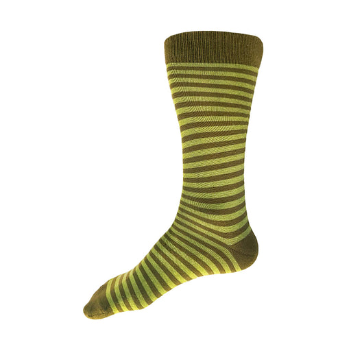 Made in USA men's olive and lime green striped cotton socks