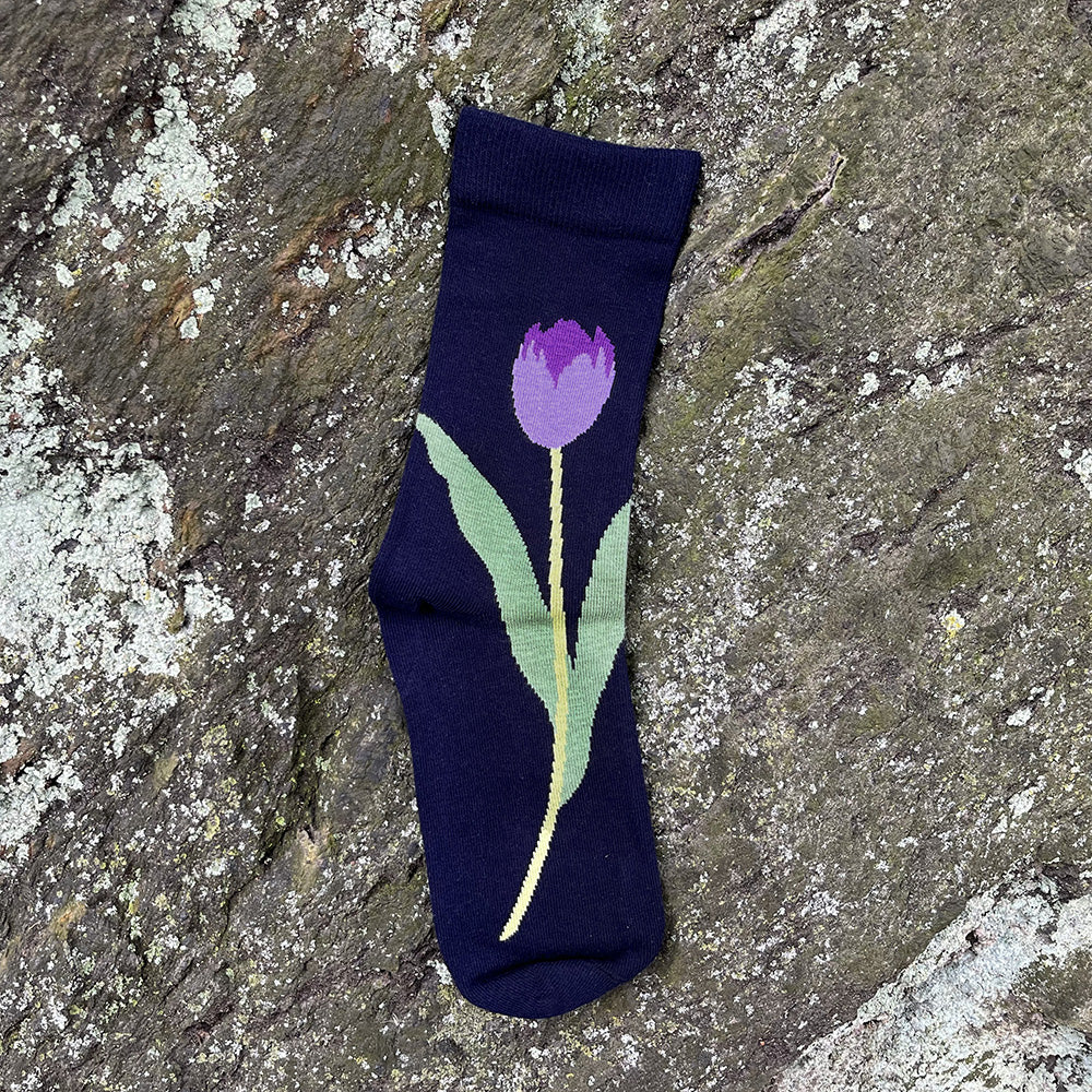 TULIP socks (S/M) – navy + lavender