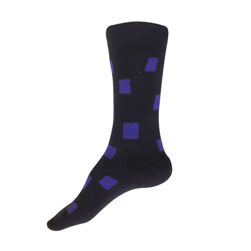 Made in USA women's navy and purple geometric cotton socks by THIS NIGHT