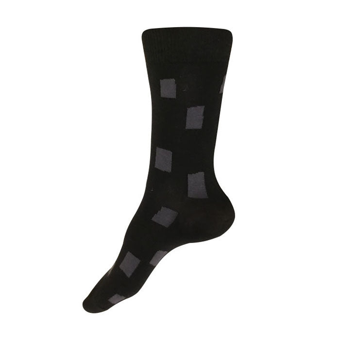 Made in USA women's black cotton geometric socks in black and charcoal