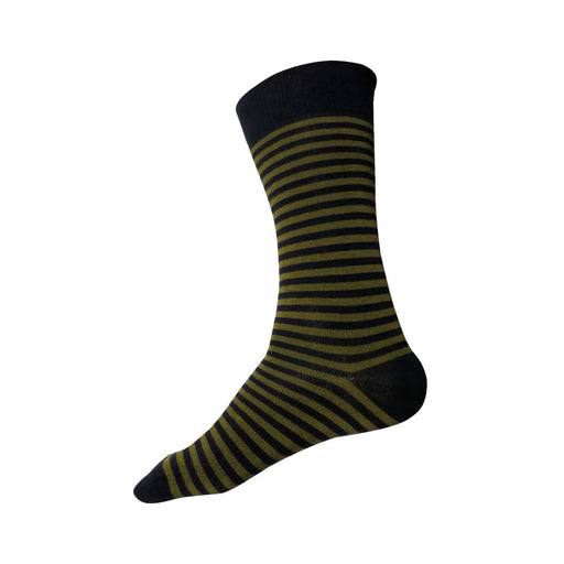 MADE IN USA men's navy and olive striped cotton socks by THIS NIGHT