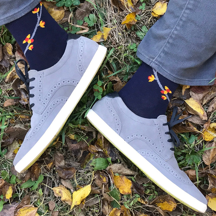 MADE IN USA Bittersweet navy men's cotton botanical socks by THIS NIGHT