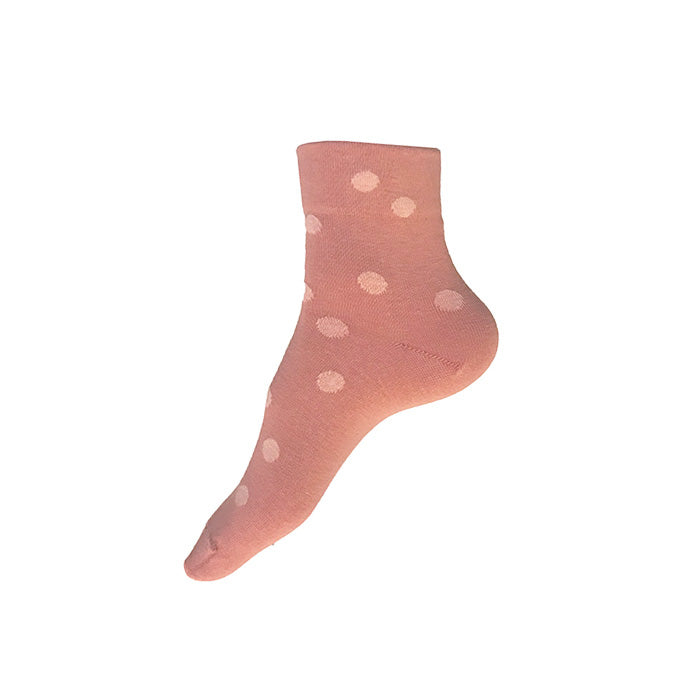 MADE IN USA women's polka dot salmon and peach cotton ankle socks by THIS NIGHT