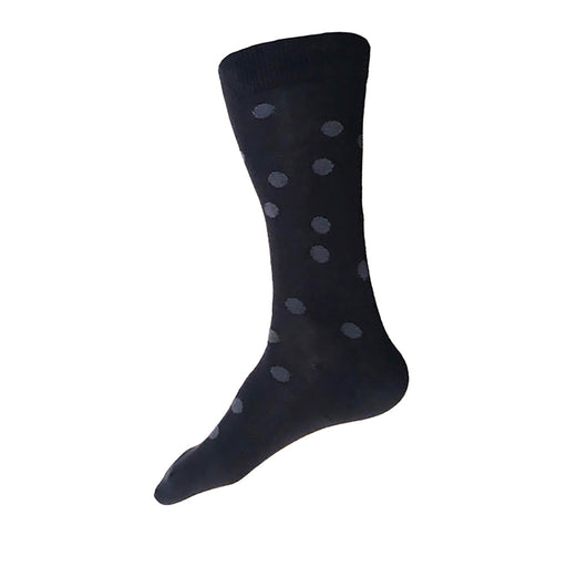 MADE IN USA men's black cotton polka dot socks by THIS NIGHT in black and grey