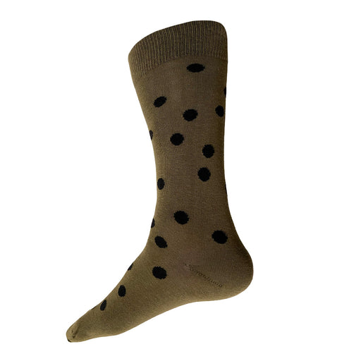 Made in USA men's cool polka dot cotton socks in olive and black by THIS NIGHT