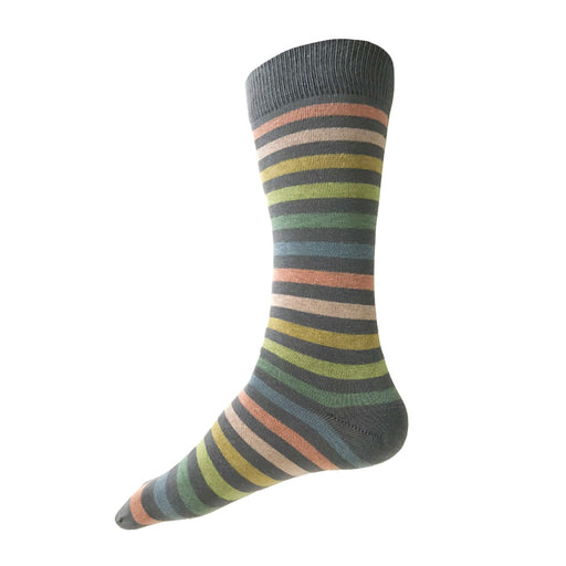 Made in USA colorful men's cotton striped grey pastel rainbow sock by THIS NIGHT