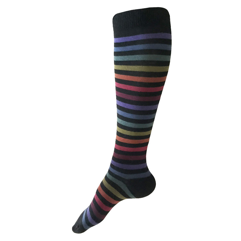 MADE IN USA subtle autumnal rainbow striped knee/boot socks by THIS NIGHT