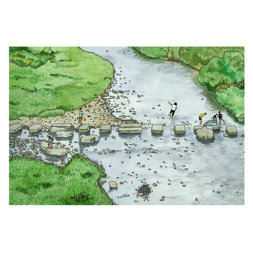 Archival print from A Year in Japan by Kate T. Williamson of the Kamo River in Kyoto