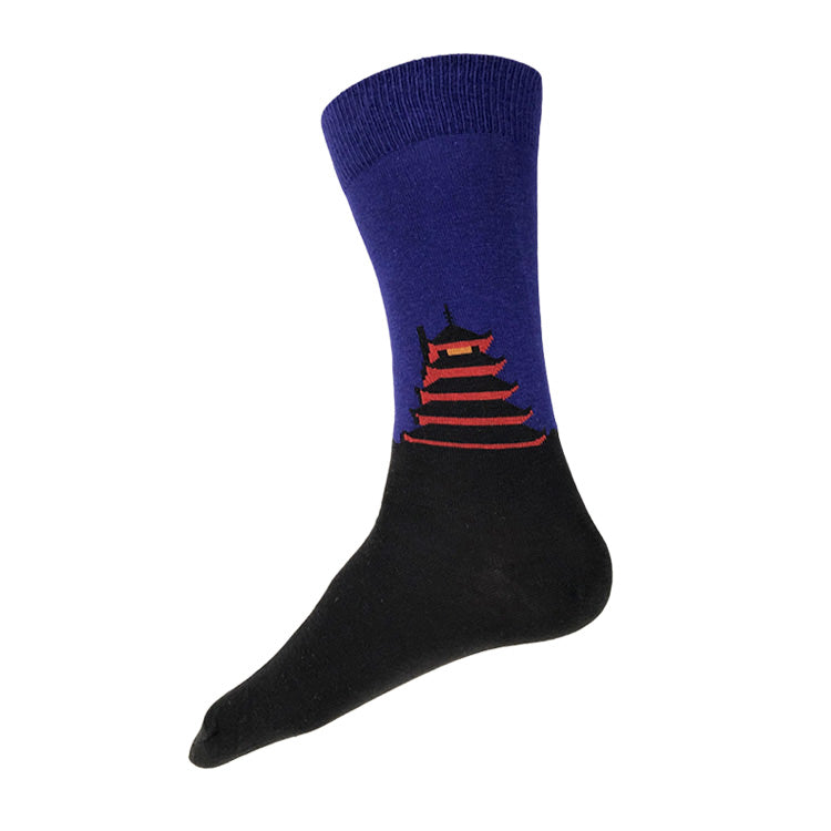 MADE IN USA men's cotton socks with the Reading Pagoda by THIS NIGHT