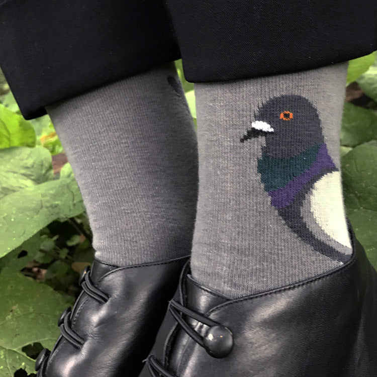 MADE IN USA women's grey cotton Pigeon socks by THIS NIGHT