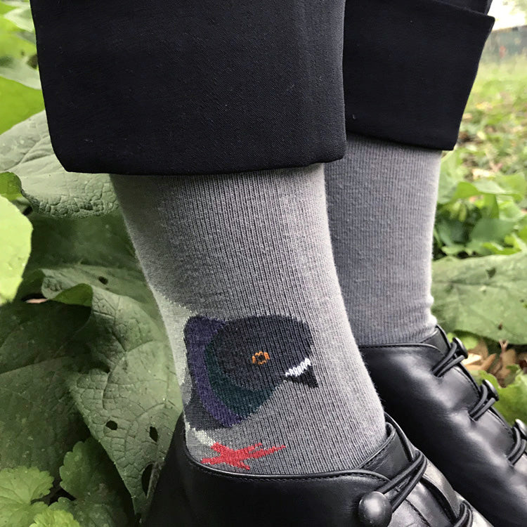 MADE IN USA women's grey cotton Pigeon socks by THIS NIGHT