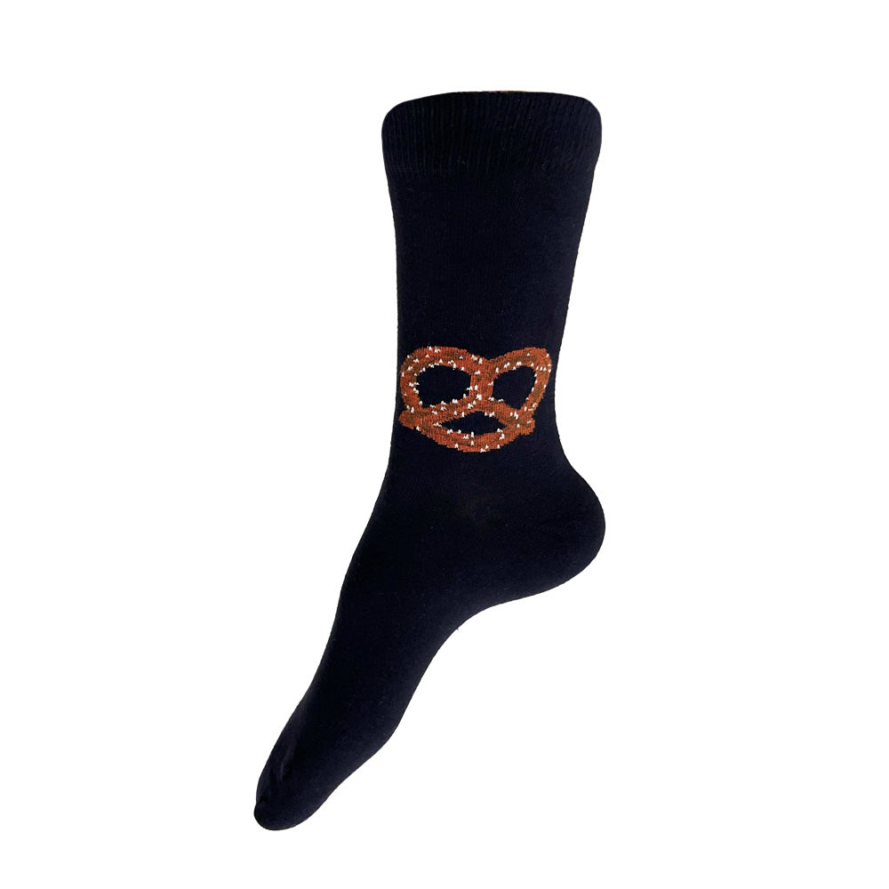 Made in USA women's navy cotton fun pretzel socks by THIS NIGHT