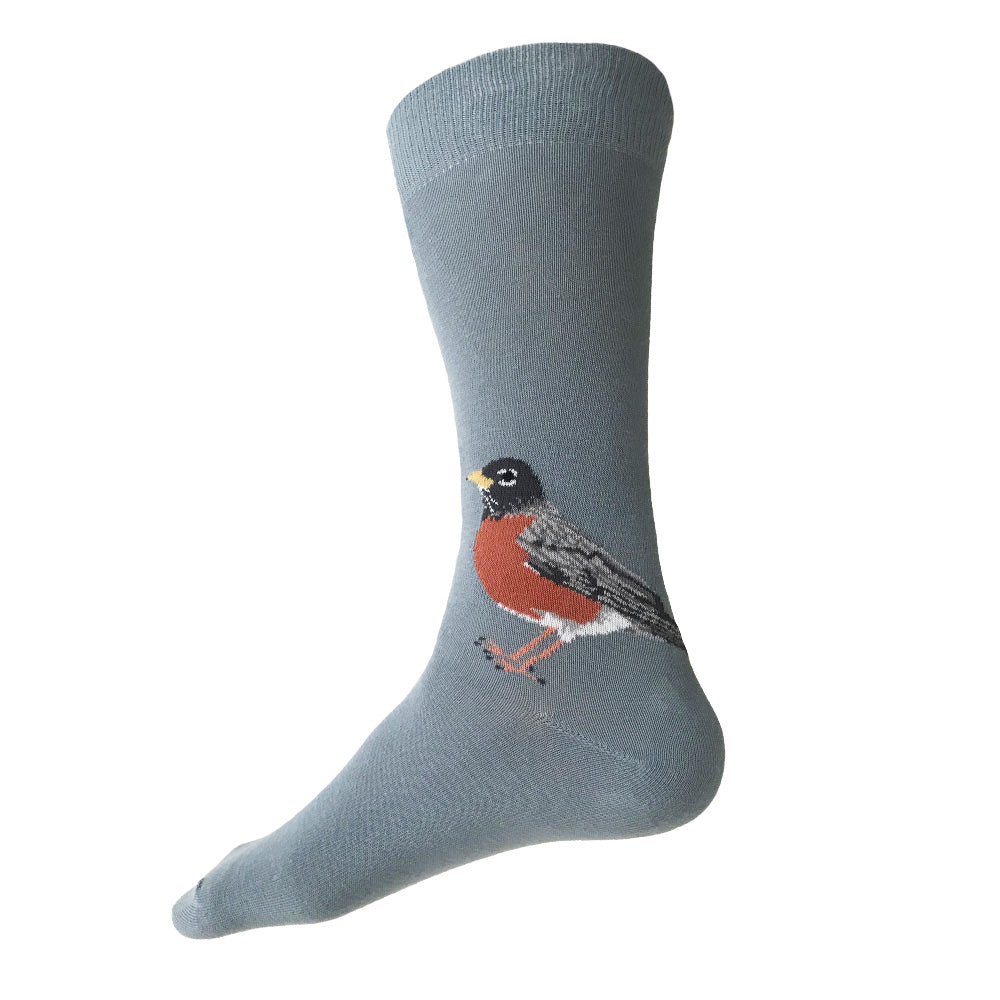 MADE IN USA men's light blue cotton Robin bird socks by THIS NIGHT