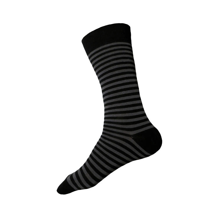 MADE IN USA men's cotton striped socks by THIS NIGHT in black and grey