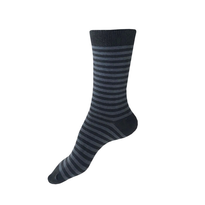 MADE IN USA women's striped cotton socks in black and grey by THIS NIGHT