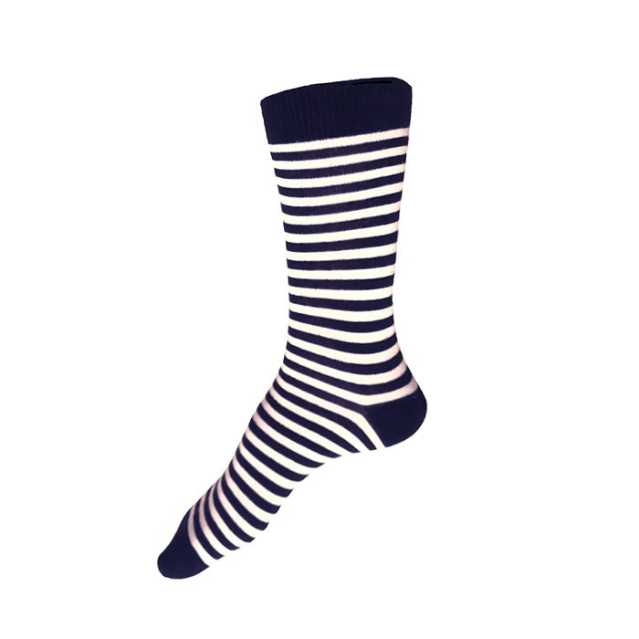 MADE IN USA women's cotton black and white striped socks by THIS NIGHT