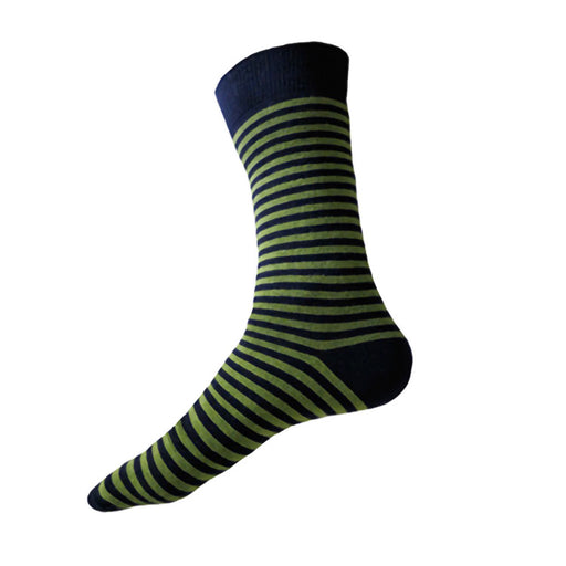 MADE IN USA XL/Big & Tall/King Size men's cotton socks for size 14-18 in navy + green stripes by THIS NIGHT
