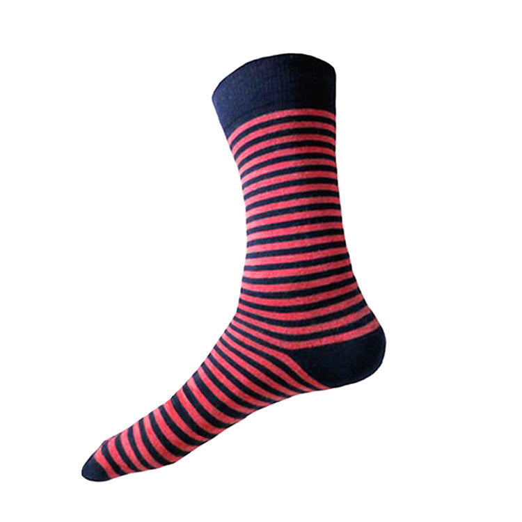 MADE IN USA men's big and tall XL striped cotton socks for size 14-18 in navy + punch red by THIS NIGHT