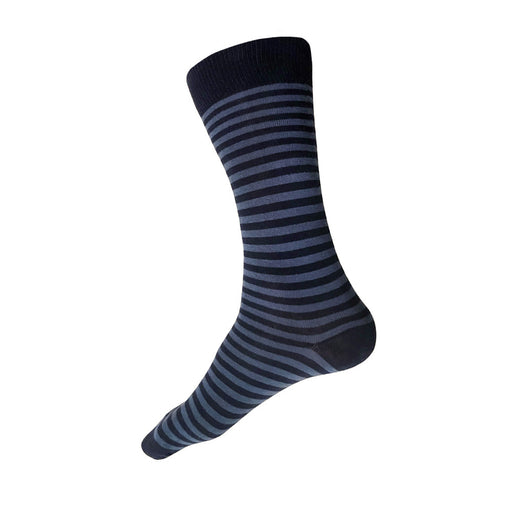 Made in USA men's slate blue and navy striped socks by THIS NIGHT