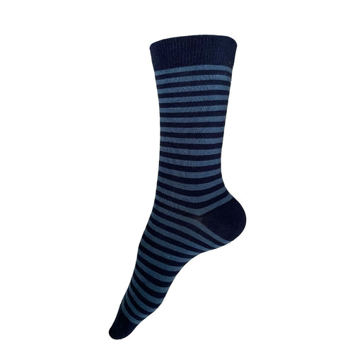 Made in USA women's navy and blue striped cotton socks