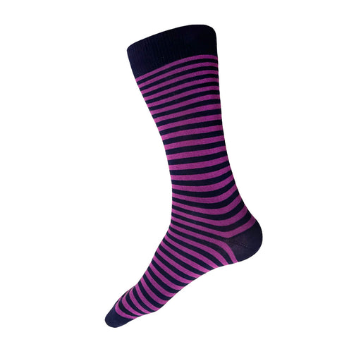 Made in USA men's navy and purple cotton striped socks by THIS NIGHT