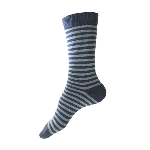MADE IN USA women's denim blue striped cotton socks by THIS NIGHT