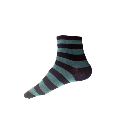 Made in USA men's cotton striped short ankle socks in navy and  green by THIS NIGHT