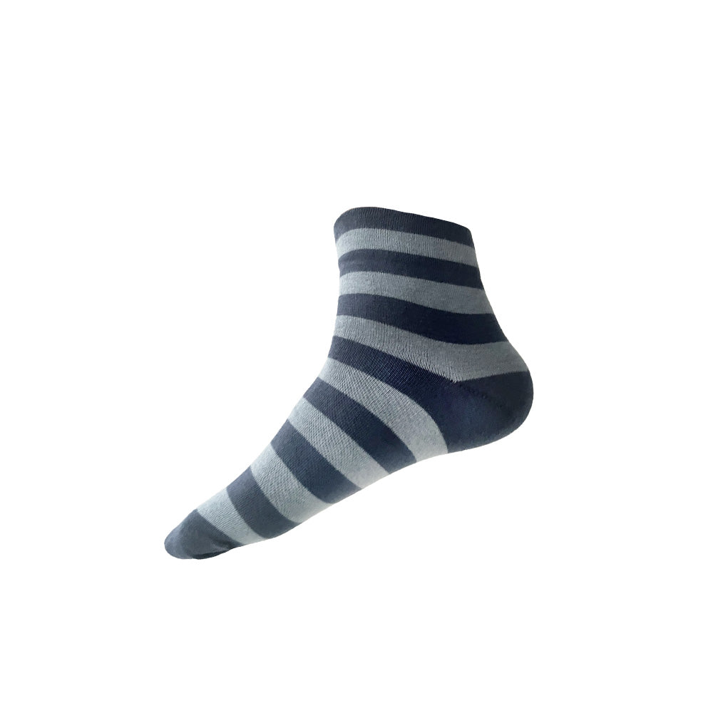 Made in USA men's blue striped short cotton ankle socks by THIS NIGHT