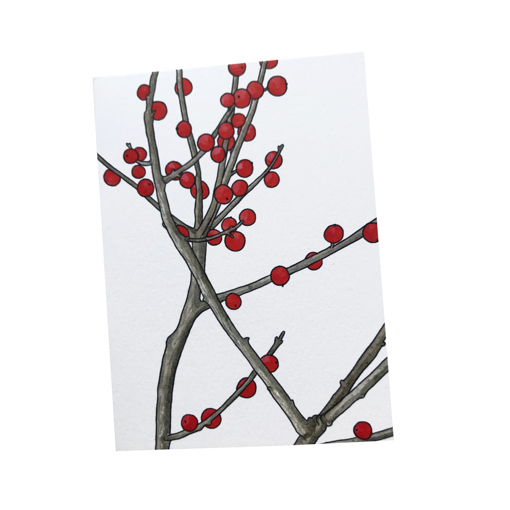 MADE IN USA Flowering Branch Botanical Note Cards by Kate T. Williamson with winterberries